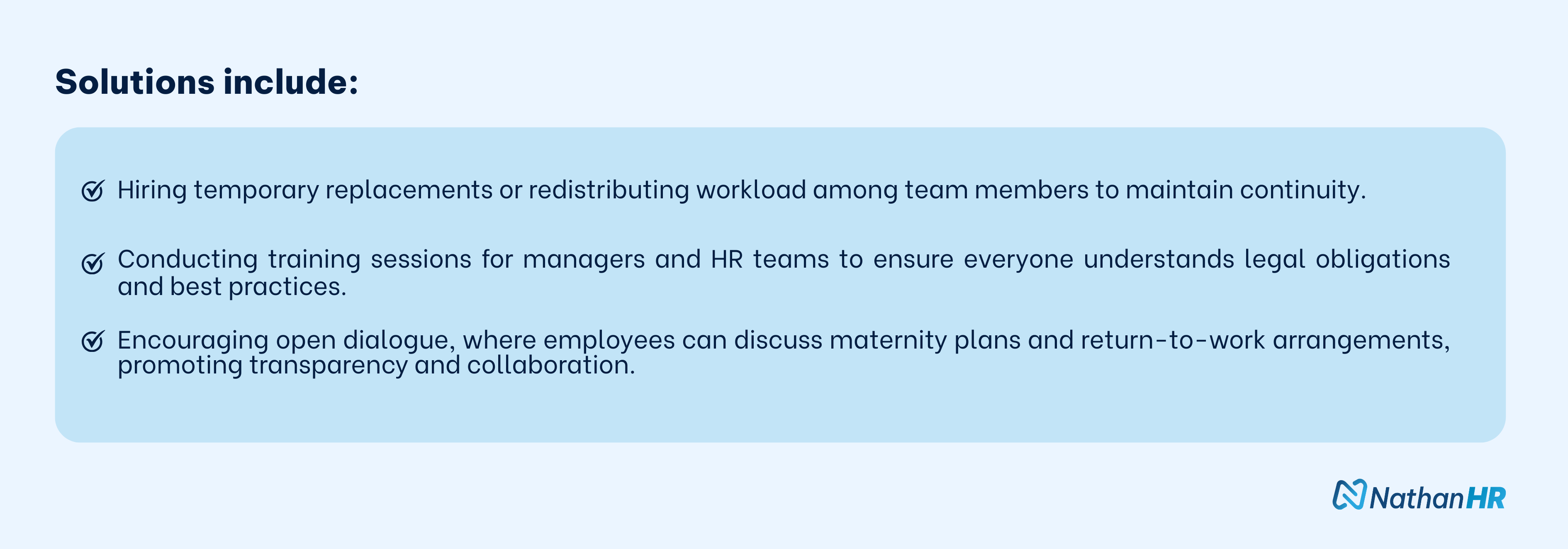 Solutions to maternity leave challenges